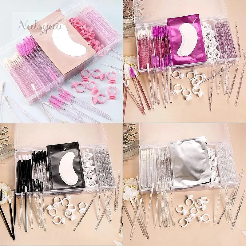 Micro Brushes Lash Extension Kit Disposable Mascara Wands Eyelash Glue Rings Under Eye Pads Salon Home