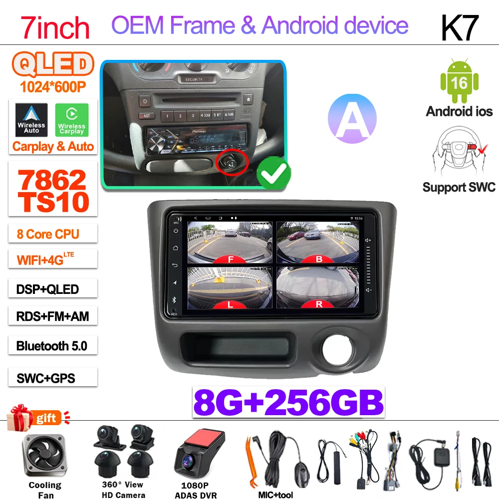 7“ 9” Android 16 Autoradio Voor Toyota Vitz XP10 Yaris Platz Echo 1999 2000 2001-2005 Multimedia Video Player Carplay GPS RDS