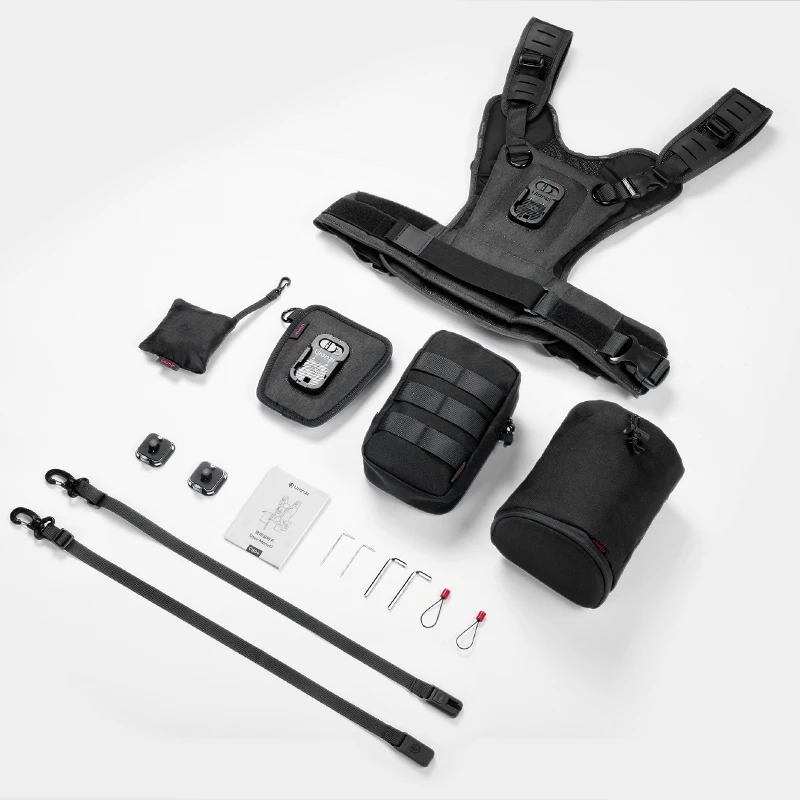 Ulanzi CB04 Uka Camera Harness Systeem voor lange opnames, Uka Dual Mount snelwisselsysteem voor lenzen, lensriem voor buitenavonturen en wandelingen