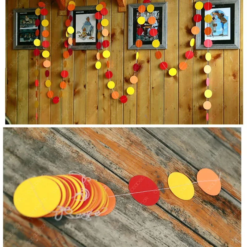Mix Rainbow Color Circle Polka Dots Garland Banner Bunting Wedding Baby Shower Birthday Party Decoration Dot String Hanging