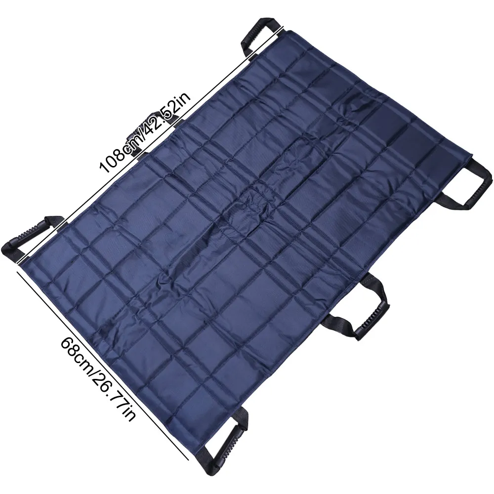 Oxford portátil almofada de transferência de paciente grande dobrável folha de cama de posicionamento com 6 alças macio idosos elevador estilingue transporte