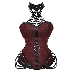 Women Gothic Corset Steampunk Bandage Bustier Black Red Underbust Halter Corset for Women Vintage Leather Corselet Feminino