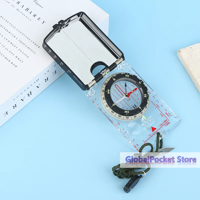 Adjustable Aiming Compass Mirror With Declination-Base Plate Navigation Orienteering LED Light Hiking Map Read Backpacking