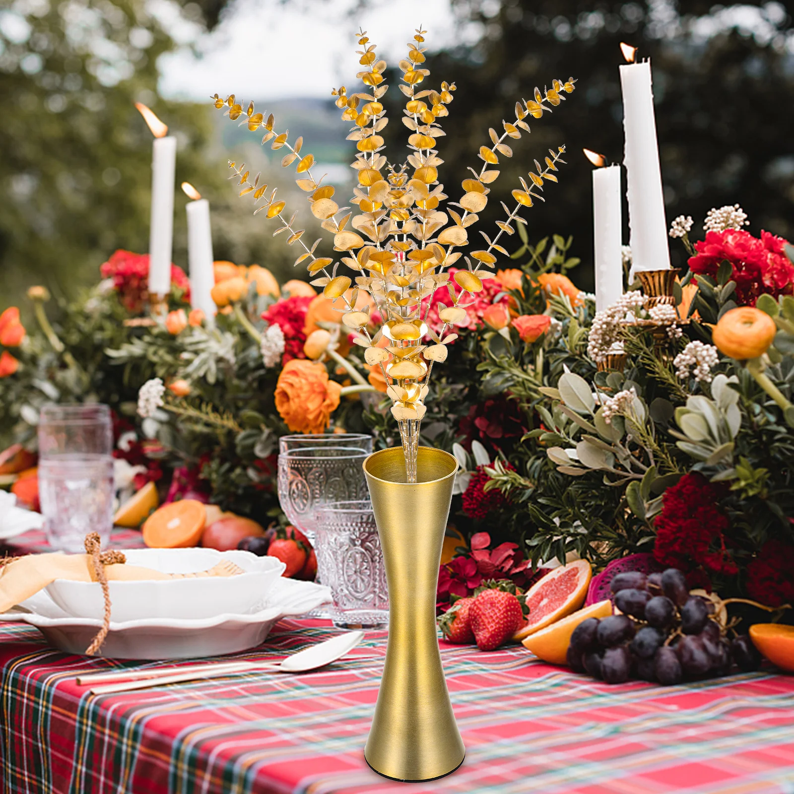 

2Pcs Realistic Artificial Eucalyptus Stems Bendable Plastic Dry Flower Props for Home Garden Wedding Centerpiece