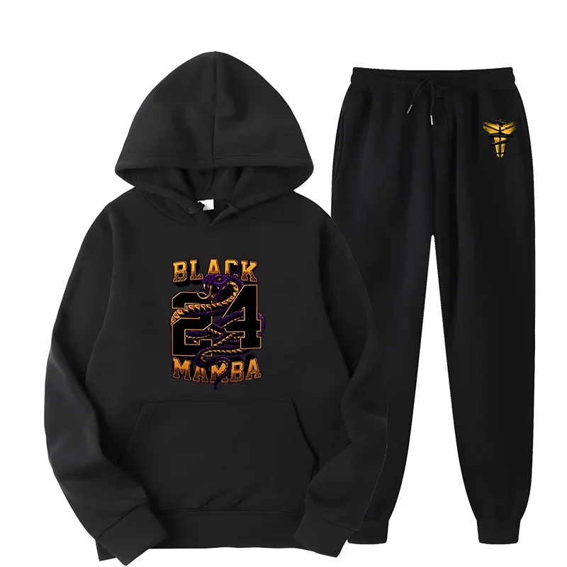 

Fashion Men's BlackPrint Hoodie Set Casual Loose Oversized America Style Sportshirts Hooded Long Sleeve Hoodie+Sweatpants