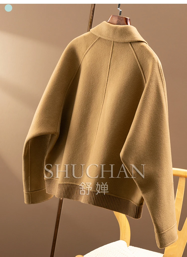 Warm Luxury Cashmere Wool Double-sided Woolen Short Coat Women 24E5 Casacas Para Mujer Invierno New 2025