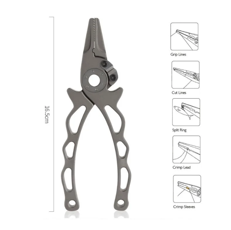 Titanium Alloy Fishing Pliers with Integrated Tungsten Carbide Wire Cutters Durable Leather Sheath Included
