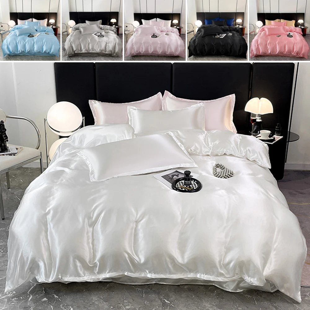 

Washed Silky Satin Duvet Cover Set Soft Silky Textured Comforter Cover duvet cover set king size bedding set постельное белье