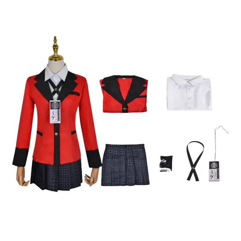 Kakegurui Jabami Yumeko Cosplay Costume Halloween Sayaka Compulsive Gambler Anime Girl Pleated Skirt Uniform Full Set