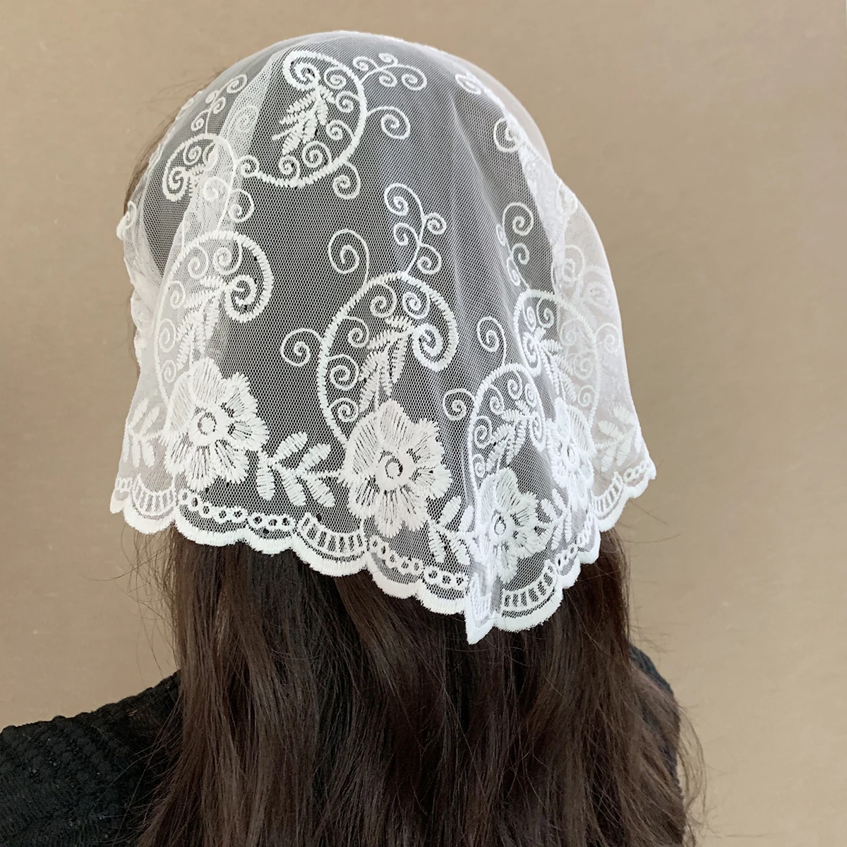 French Vintage Lace Broken Flower Headscarf Girl\'s Scarf Scarf Hairband Headband Lovely Sweet Outing Headdress