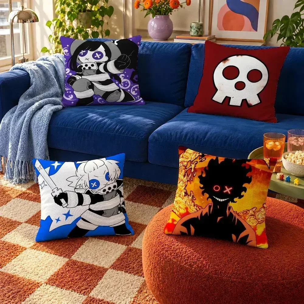 Anime Fire Force Shinra Benimaru Tamaki Cushion Cover Throw Pillow Soft Short Plush Cozy Colorfast For Sofa Bedroom Home Decor