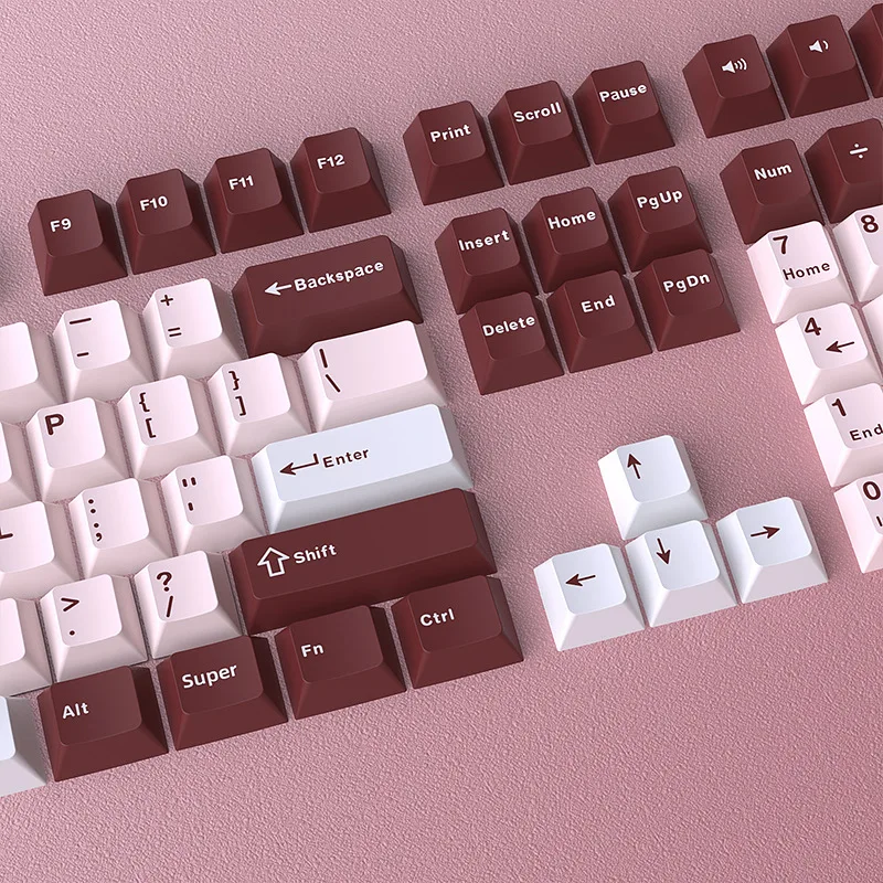 PBT three color matching - Darling inner powder/inner red keycap DIY - original height 126 keys