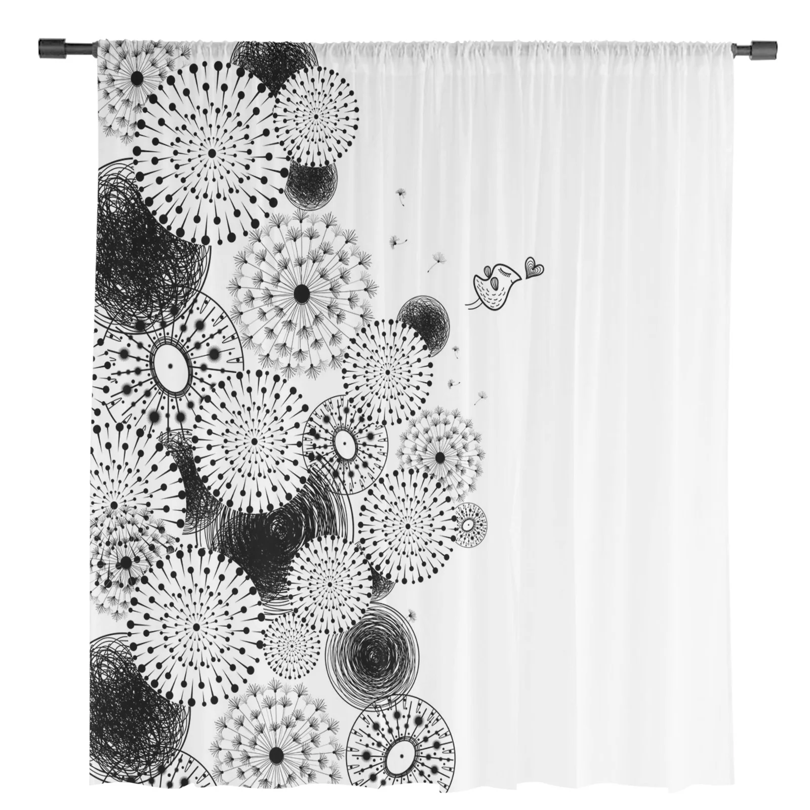 Dandelion Flower Modern Tulle Curtains for Living Room Bedroom Home Kitchen Window Sheer Curtains