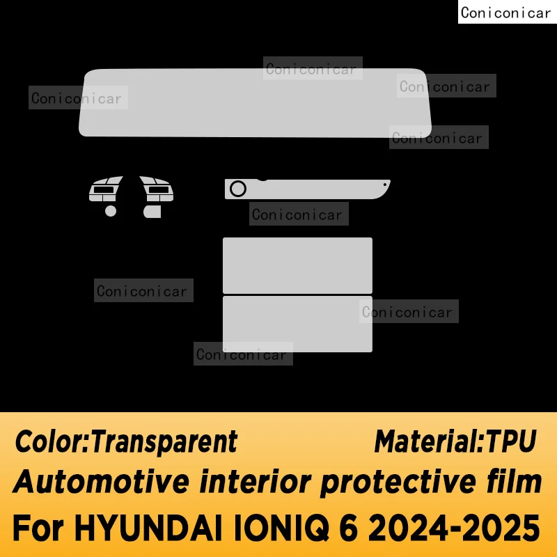 For HYUNDAI IONIQ 6 2024 2025 Automotive Interior Screen Protective Film TPU Anti-Scratch Gearbox Panel Dashboard Navigation