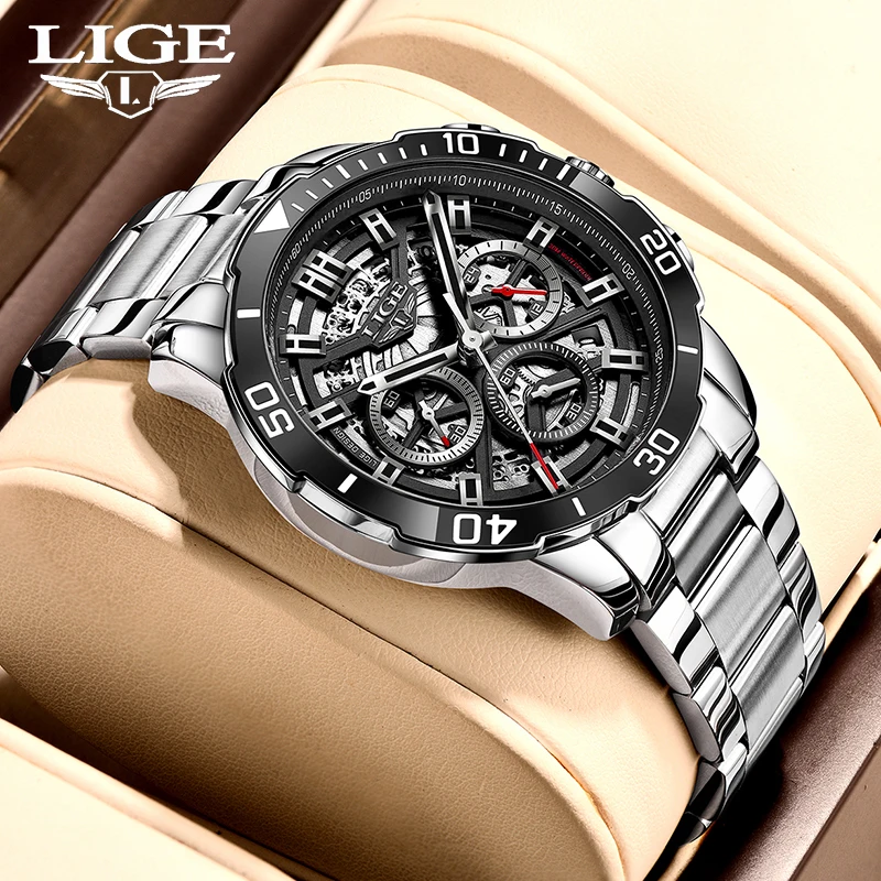 

LIGE 2024 Fashion Watches Men Top Brand Business Luxury Mens Watch Sports Waterproof Chronograph Quartz Wristwatch Reloj Hombre