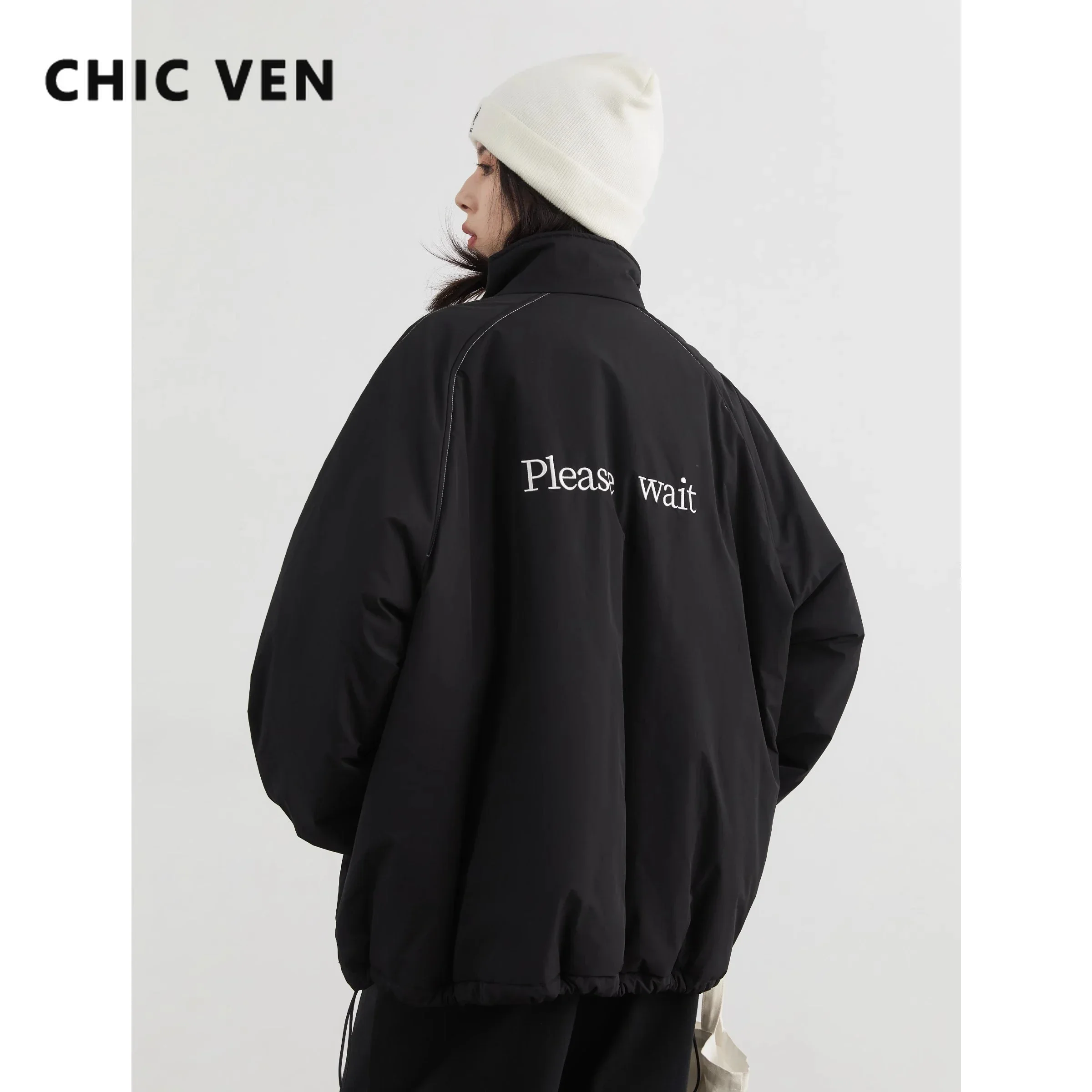 CHIC VEN Women Parkas Casual Loose New Letter Embroidered Jacket Warm Baseball Coat Female Outerwear Sports Autumn Winter 2024