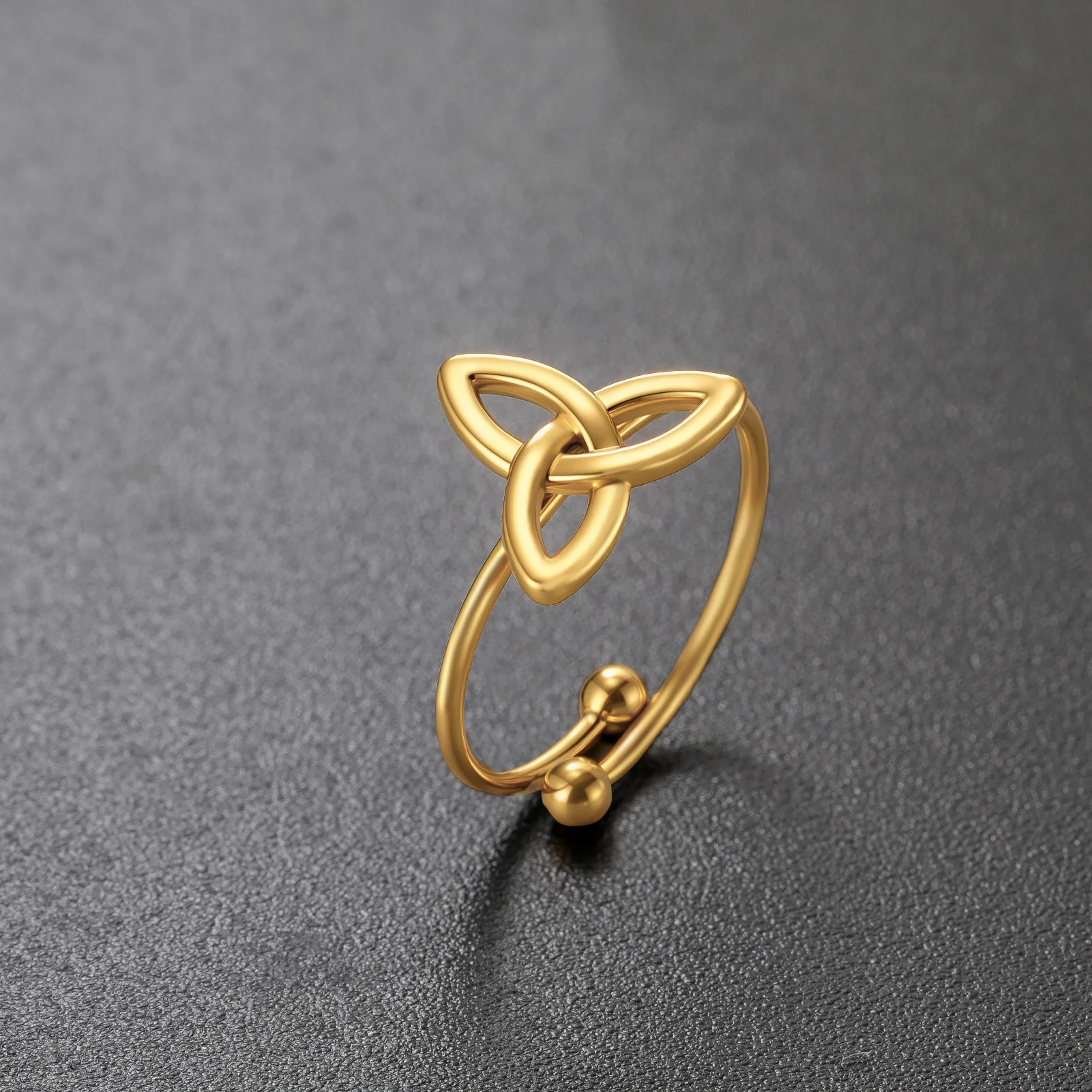 Triangle Three in One Witch Knot Stainless Steel Open Ring Protection Blessing Gift for Women