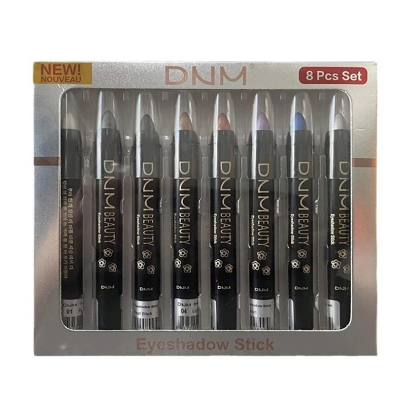 8 Pcs Metallic Red Brown Eyeshadow Pencil High Pigmented Shimmer Glitter Waterproof Long Lasting Eye Shadow Stick For Women