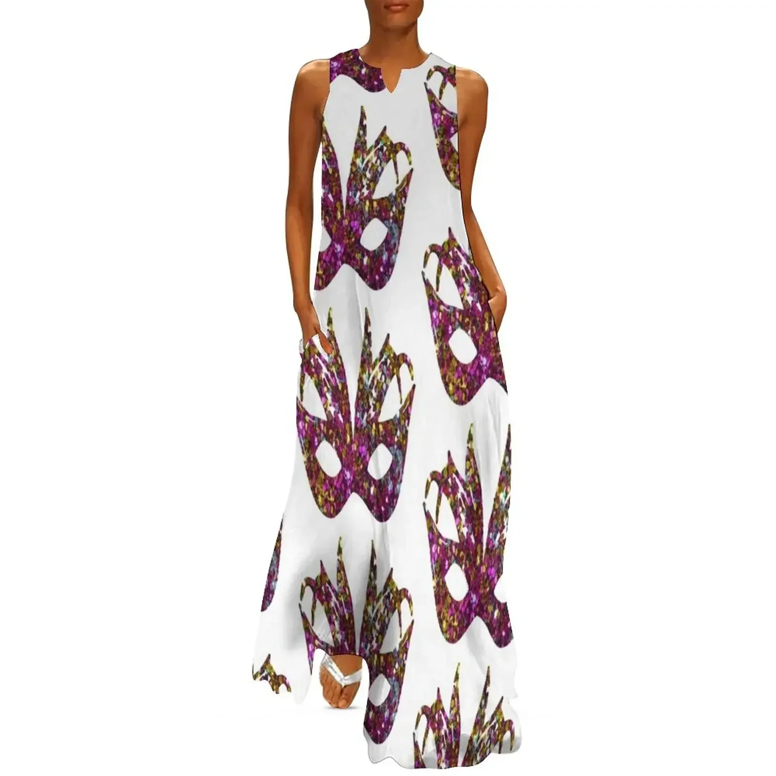 

Rainbow Glitter Mardi Gras Mask Long Dress Clothing female Female dress Dresses elegant and pretty women's dresses Dress