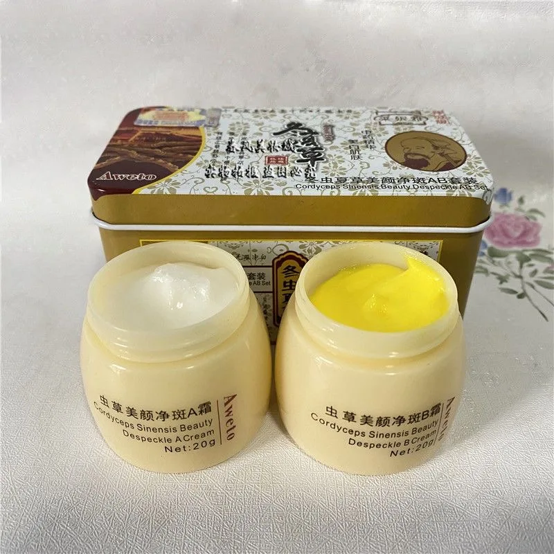 Original Chinese Aweto Whitening Anti-Acne Day Night Cream Set Melasma Dark Age Spots Freckle Remover Lightening Skin Care