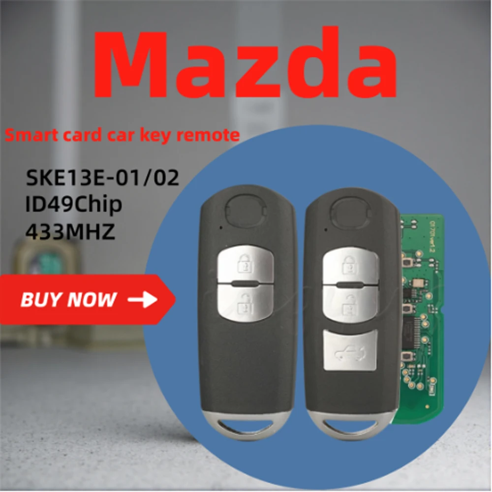 

Jingyuqin 2/3 кнопки 433 МГц ID49 для MAZDA CX-3 Axela CX-5 Atenza Модель SKE13E-01 SKE13E-02 Автомобильный умный пульт дистанционного управления Автомобильный ключ