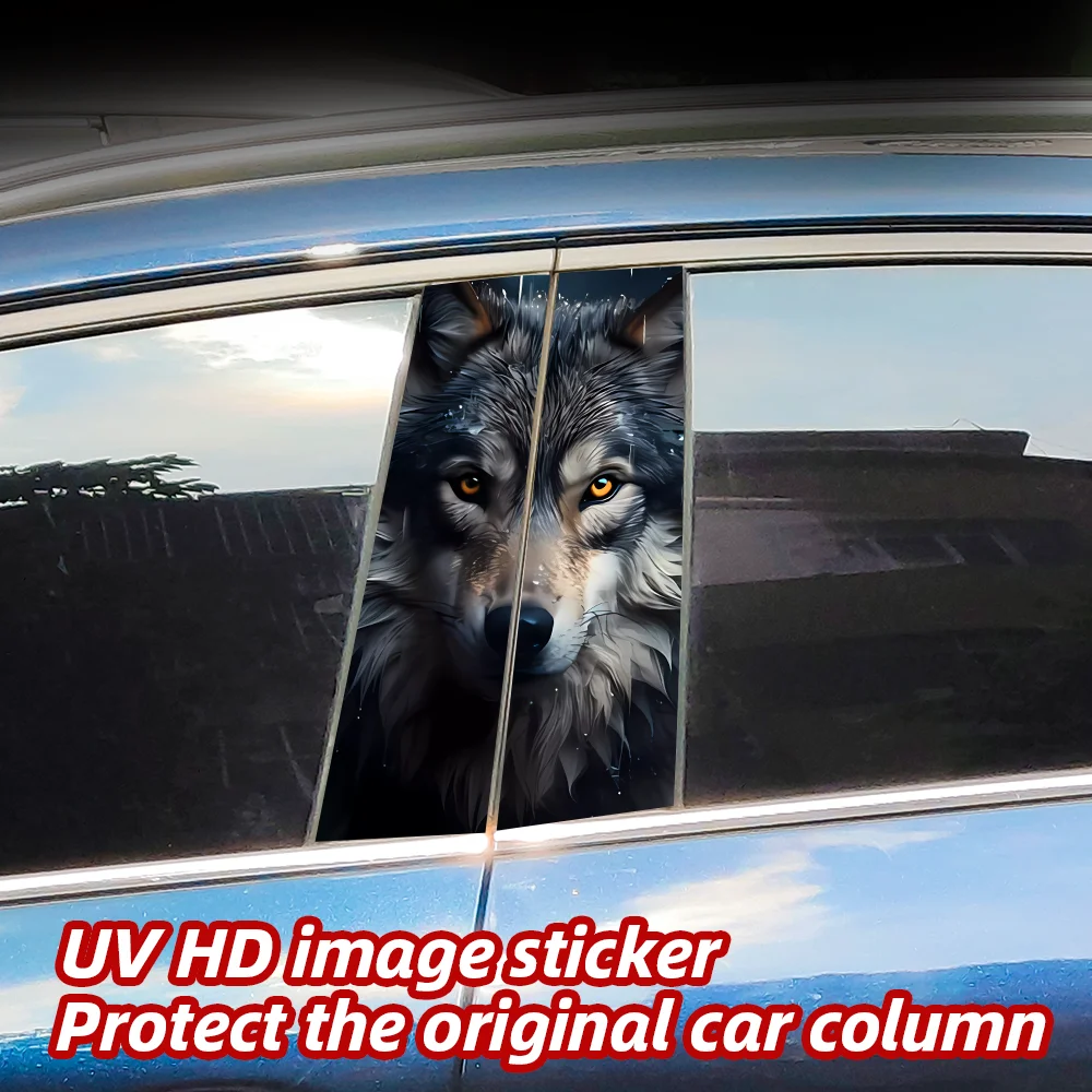 Cool Wolf Car Stickers Auto B Pillar Waterproof Center Column Decoration Cover Scratches DIY Car Doors Pillar Decals Accessories view 3