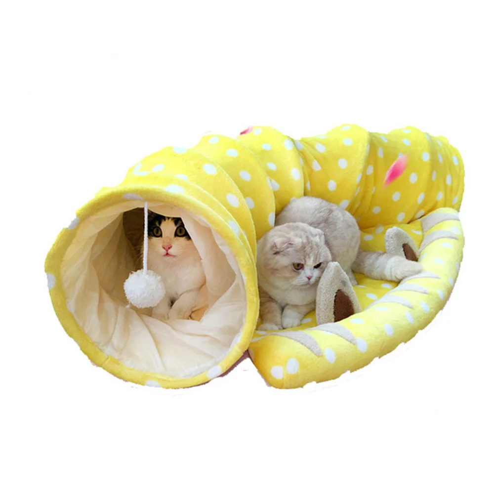 

Cat Tunnel Nest Durable Kitten Tube for Small Pets Travel-friendly with Hanging Balls