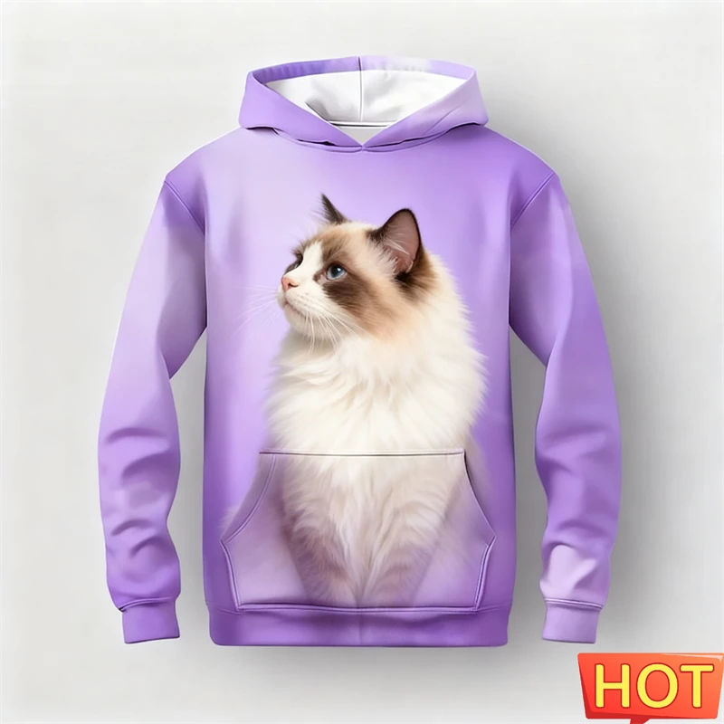 ثلاثية الأبعاد مطبوعة لطيف هريرة طباعة هوديي للنساء تصميم جديد الكرتون القط نمط البلوز البوليستر الخريف بلوفر شتوي الرجال #2