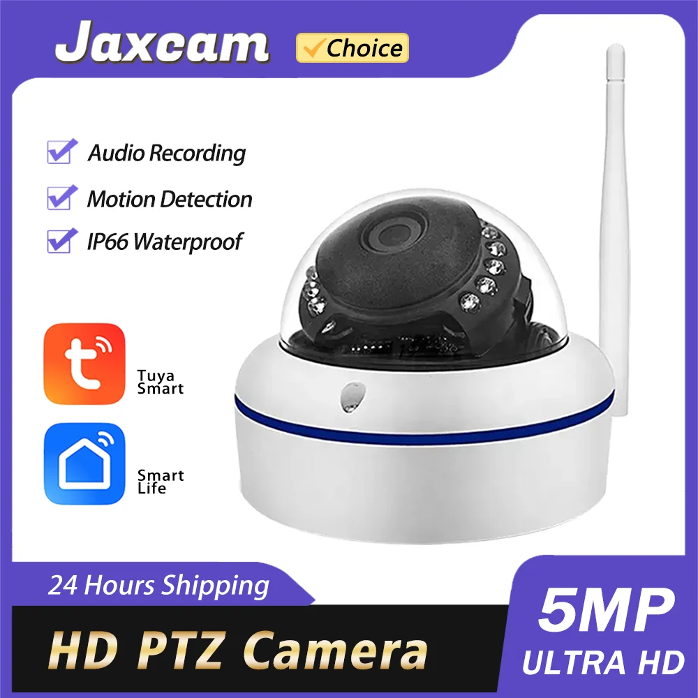 Tuya Smart Life 5MP Camera Wifi Vandal-proof P2P TF Card Slot CCTV Dome Camera Wireless Wired Audio Recorded Security Optional