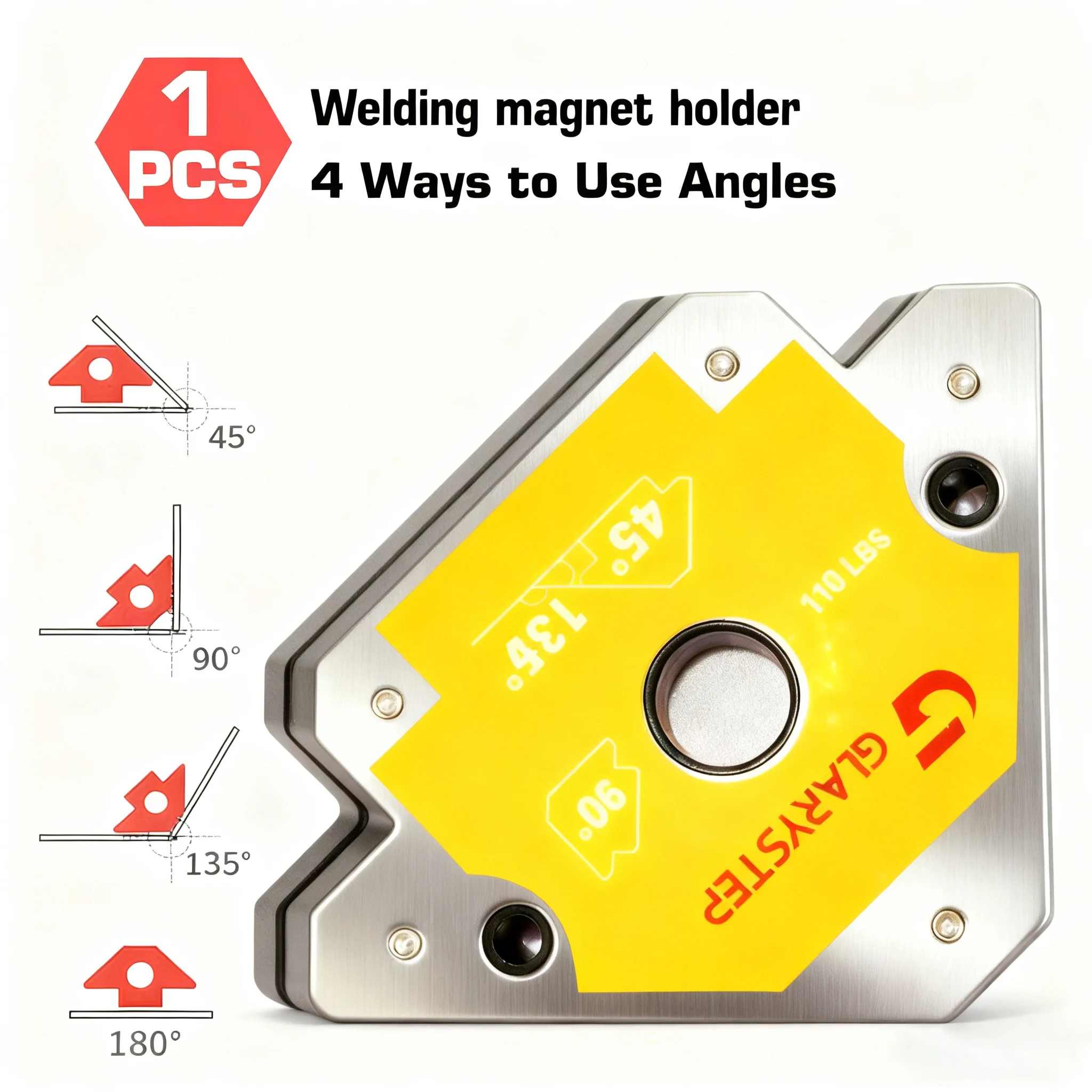 1Pcs Positioner 45 ° /90 ° /135 ° /180 ° Multiple Angles Industrial Steel 49.9kg 110Lbs Suction Force Precise Positioning Frees Your Hands Suitable for Welding / Cutting / Grinding / Assembly in Multiple Settings