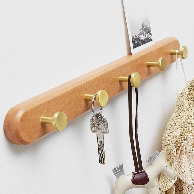 

Hemu-solid wood hook without punching holes, hanging clothes hook behind the door, wooden wind wardrobe entrance hook