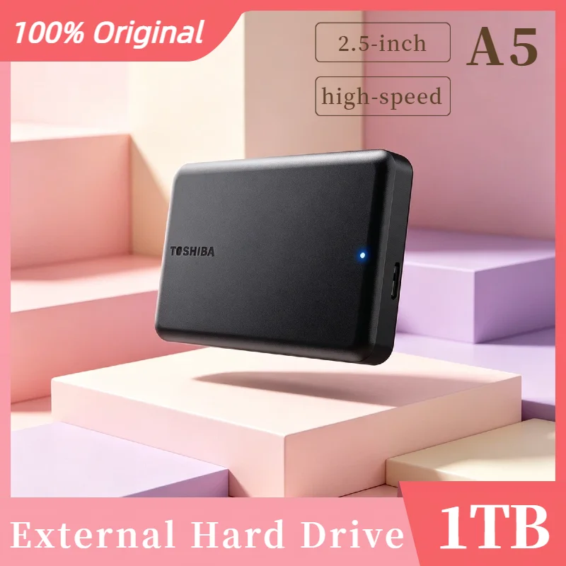 

Original Premium OEM For Toshiba A5 Series Small Black 2.5" Portable HDD USB 3.2 Gen1 High Speed 1TB for Apple Mac Supreme