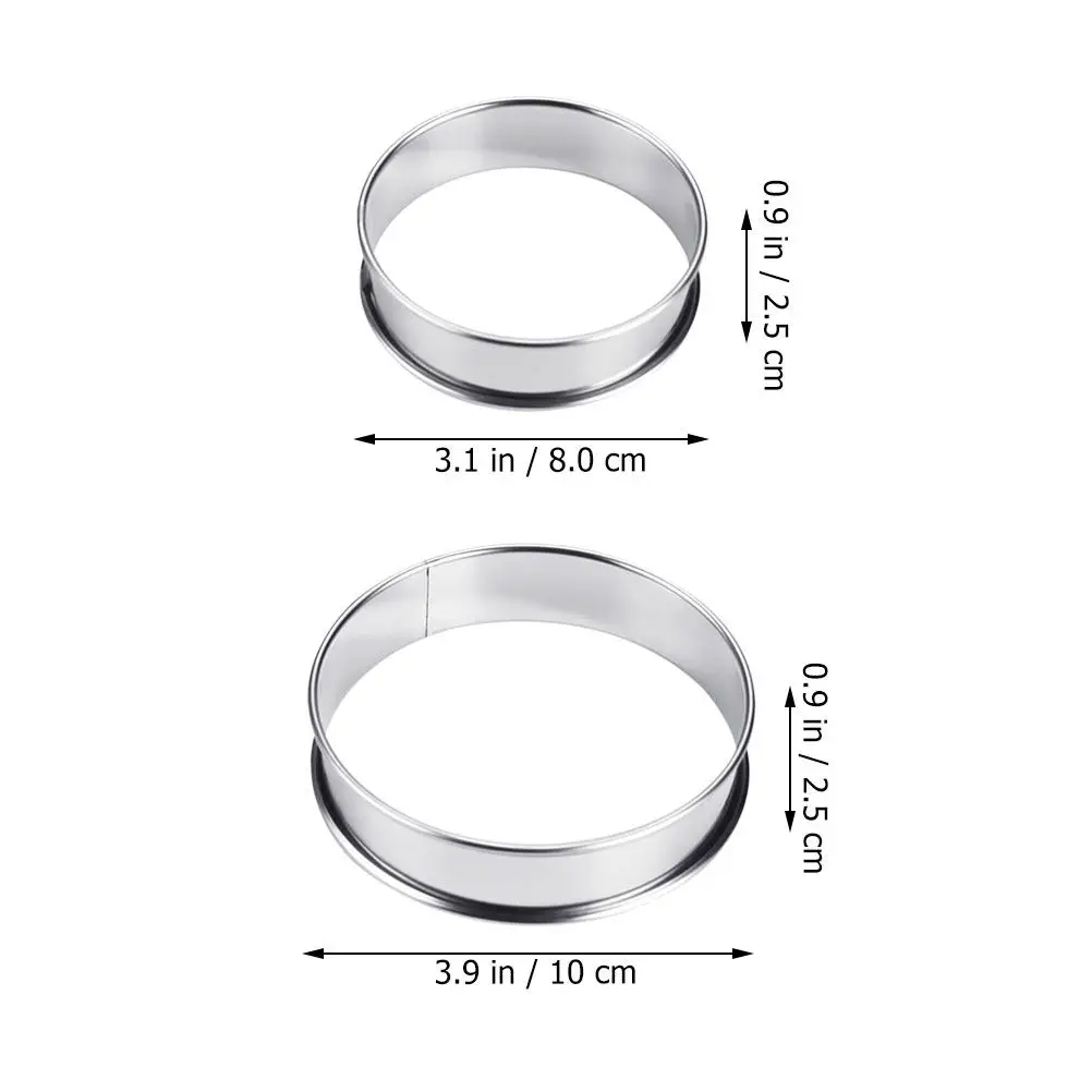 Stainless Steel Pizza Saucing Ring Mold 4 Piece Deep Round Baking Rings for Cake Muffin Pastry Kitchen