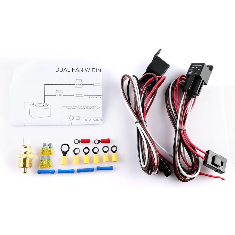 

Fan Wiring Dual Electric Fan Relay Kit 185 On 175 Off Electric Cooling Fan Thermostat 4 Pin 40 AMP Waterproof Relay Kit