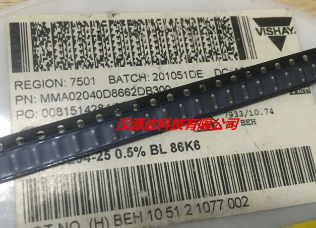 

50 шт./лот MMA02040D8662DB300 0204 86,6 К 0,5% 25 PPM 0,4 Вт чипы электронные новые