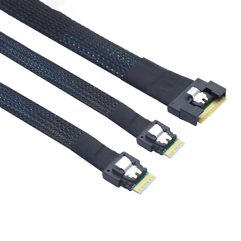 

50/100cm Slimline SAS SFF-8654 8I to 2X SFF-8654 4I server Cable