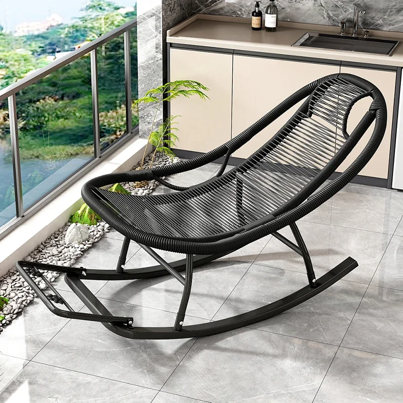 

Outdoor Rattan Recliner Chair Nordic Balcony Living Room Bedroom rocking chair Comfy Ergonomic Sedia A Dondolo Home furniture