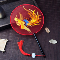 Vintage Group Fan Classical Dance Special Country Su Embroidery Fan Cheongsam Ancient Chinese Dress Double-sided Embroidery Fan