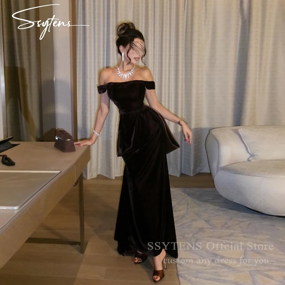 SSYTENS Vintage velours longues robes de soirée épaules dénudées célébrité robes de bal Occasion formelle robes de bal 2026 femmes personnalisées