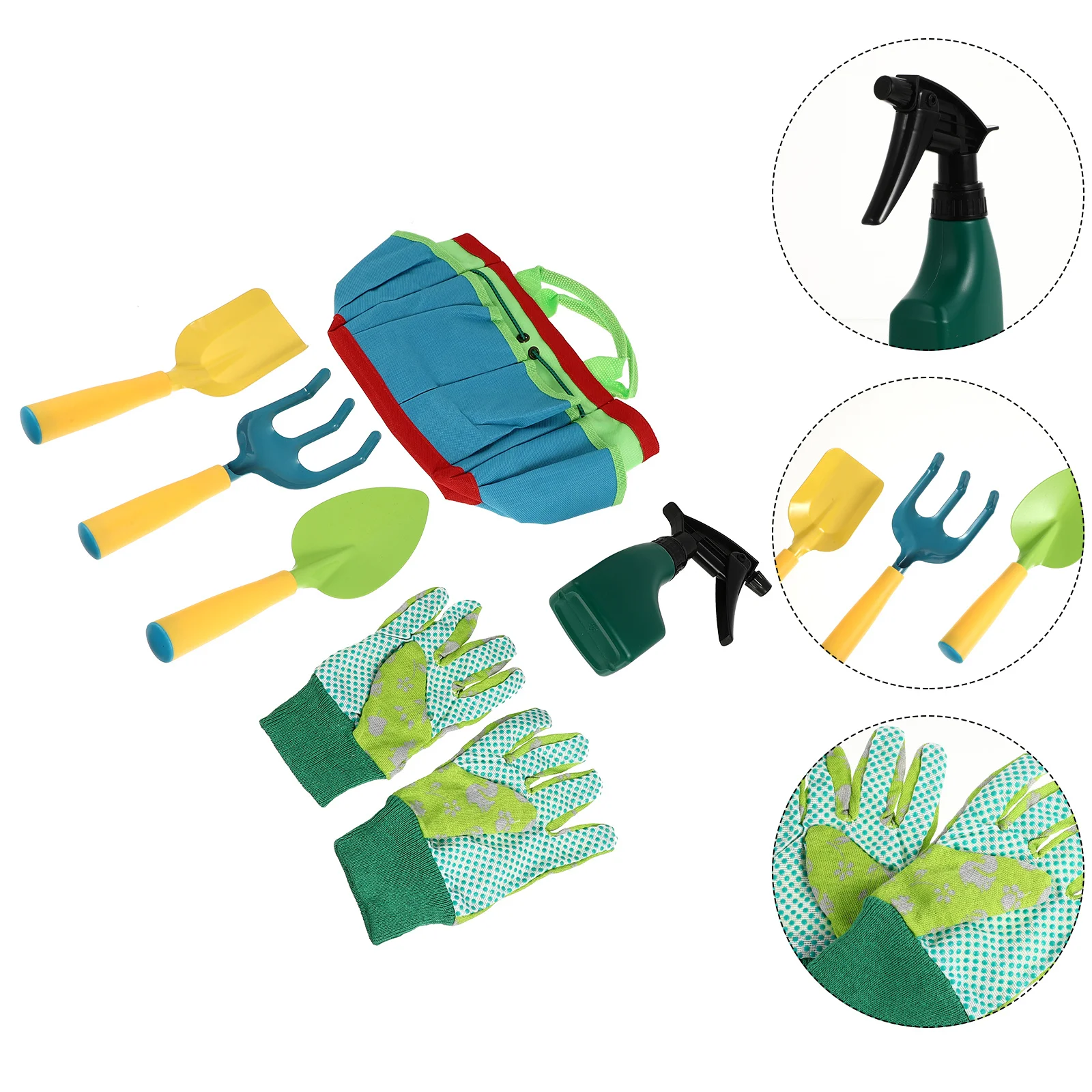 

1Set Children Gardening Tools Kit Mini Flower Shovels Gloves Watering Can Storage Bag Portable Durable Household Bonsai Planting