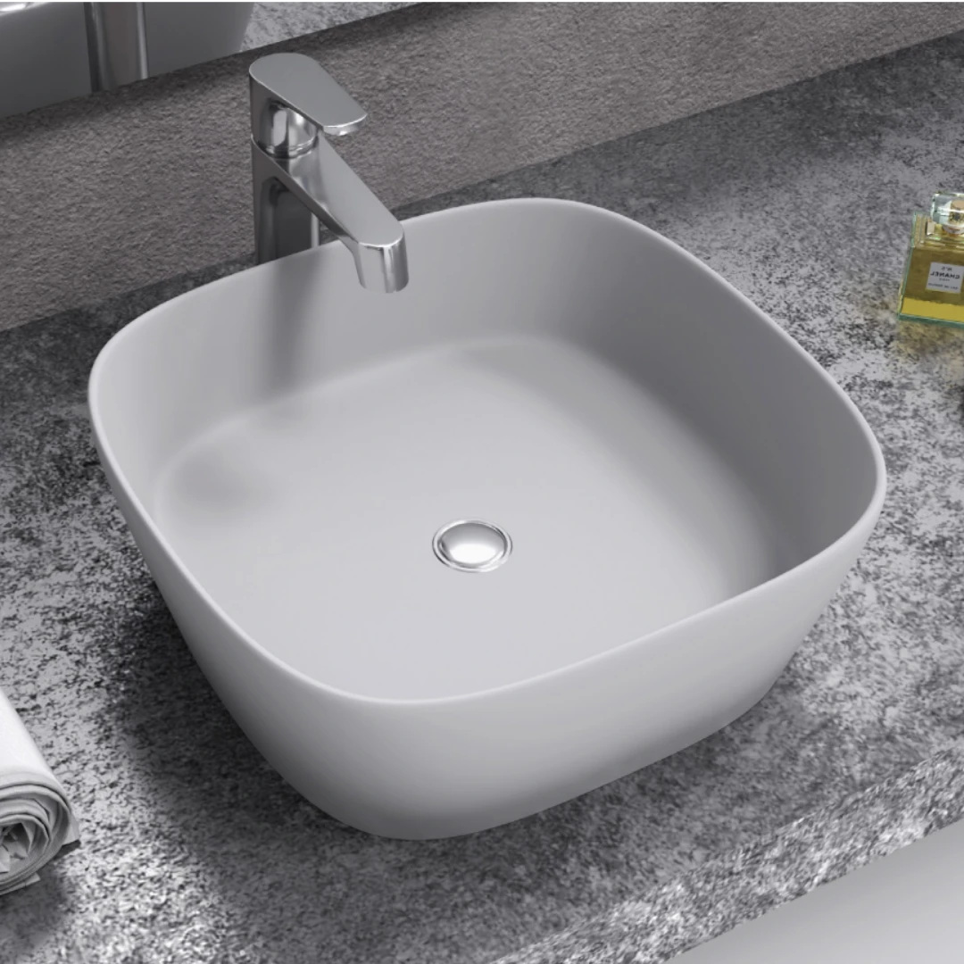 

Aron White Ceramic Countertop Washbasin 44x44x14 Cm With Matt Finish Pack Of 1