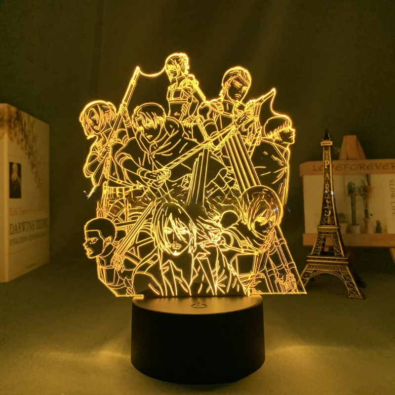 Anime Attack on Titan Eren Yeager 3d Nightlight for Room Decor Cartoon Shingeki No Kyojin Led Beside Lamp Kids Birthday Gift
