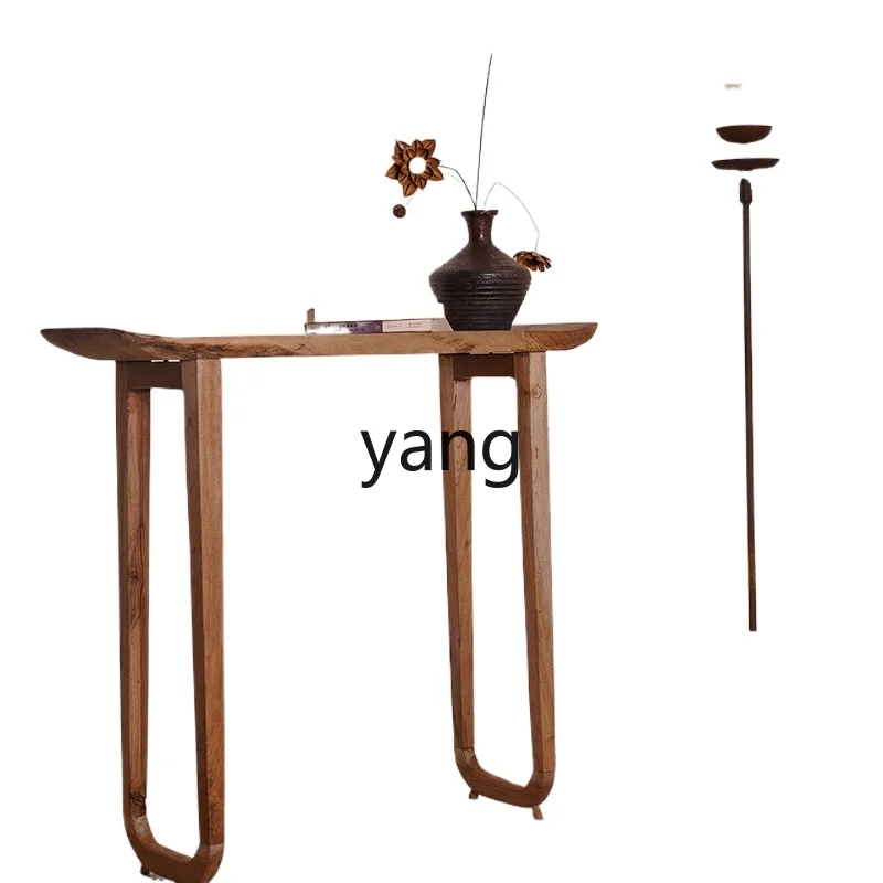 LH  Chinese solid wood simple entry foyer strip case table log strip several