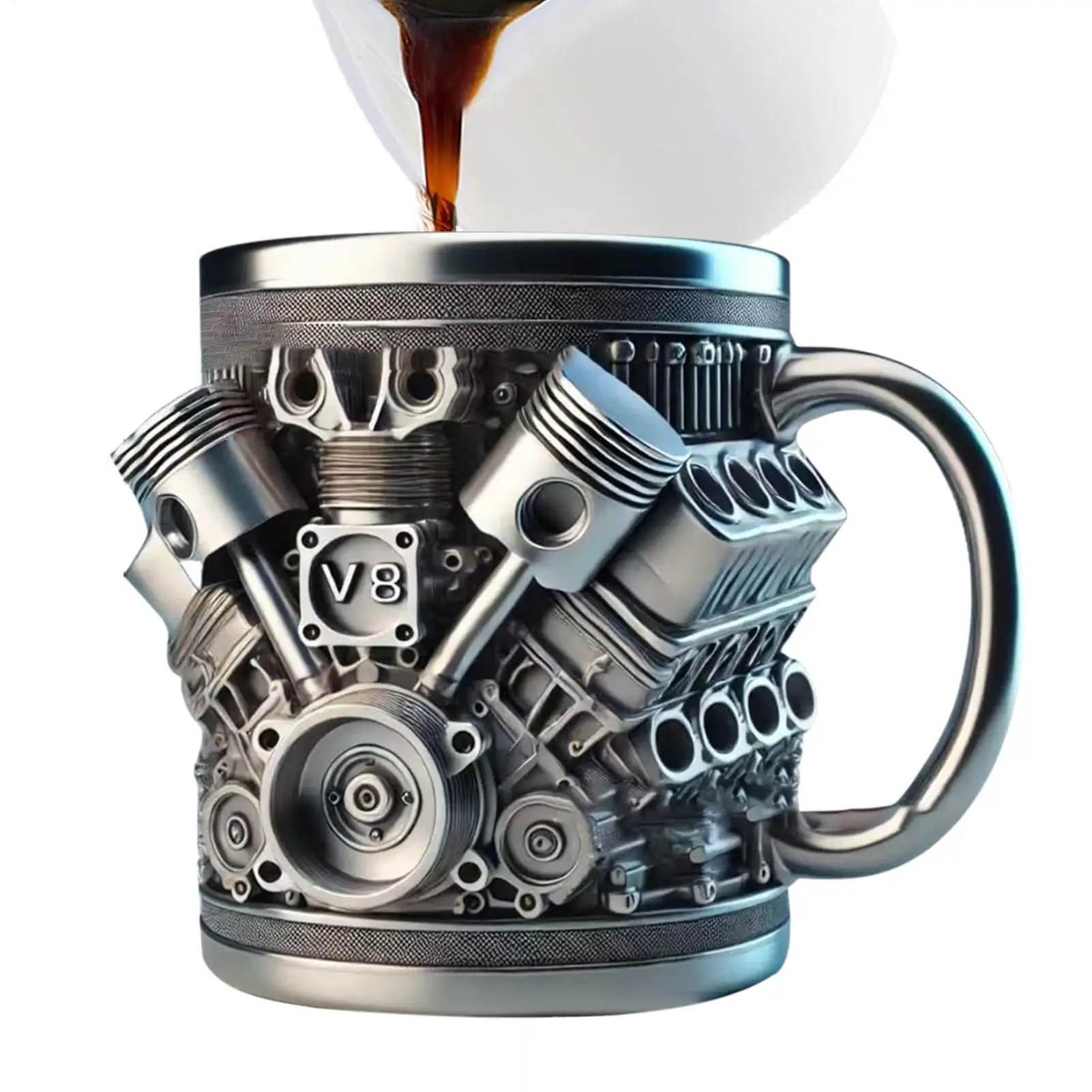 304 Stainless Steel Insert Resin Beer Danegeld Tankard Coffee Beer Mugs Cup Water Mug Coffee Cup V8 Engines Stainless Steel Cup
