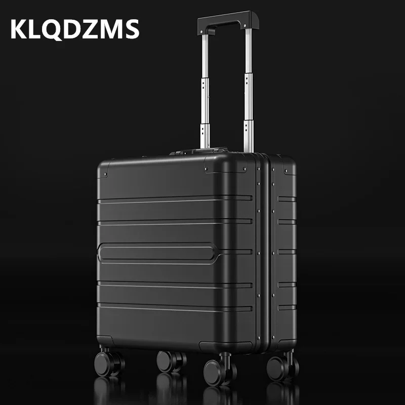 KLQDZMS Men\'s Luggage All Aluminum Magnesium Alloy Trolley Case Small Boarding Box Business Suitcase 18 Inches Women\'s Suitcase