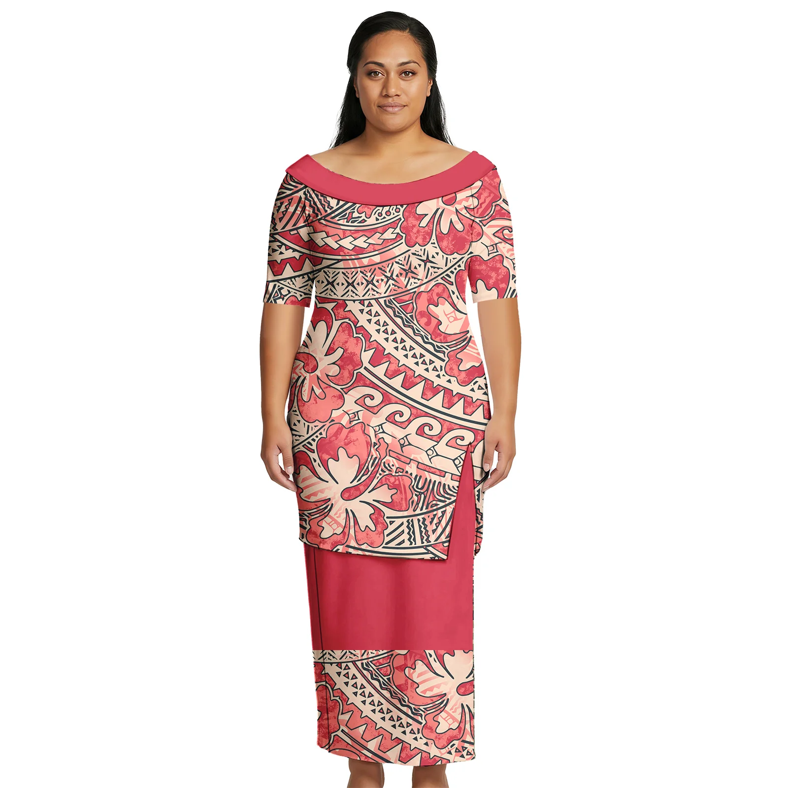 Popular Clothing Custom Print Lady Wear Samoan Elegant Puletasi Polynesian Fashion Dresses Women Island Oversize Skirts Hawaiian