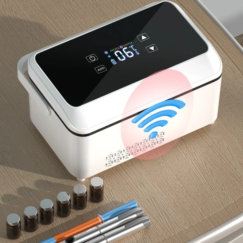 

Портативный термоконтейнер для инсулина с цифровым контролем температуры 2-8°C ° Портативный холодильник для дома, улицы, автомобиля и путешествий (для медикаментов)