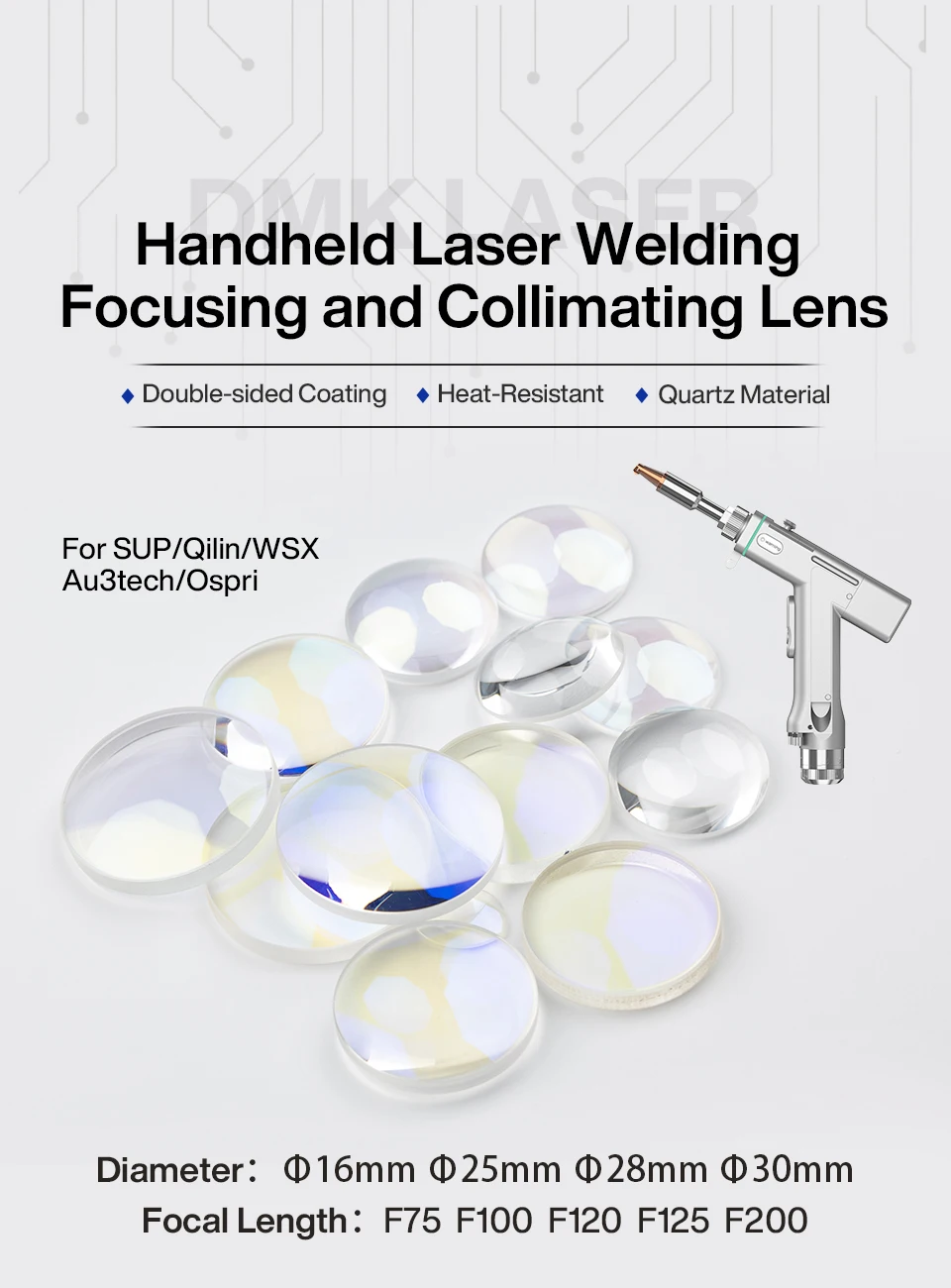 QILIN BWT20 DWT20 Laser Schweißen Pistole Kollimation Fokus Objektiv D20F50T3.5 D20F150T3 F200T3.79 Für qian Handheld Laser Schweiß Pistole Kopf – Detail 1