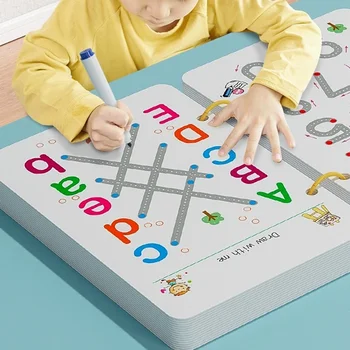 Sihirli Uygulama Defterini Büyülü İzleme Çalışma Kitabı Kontrol Eğitim Kitabı Yeniden Kullanılabilir Çocuk Montessori Çizim Eğitim Kitapları