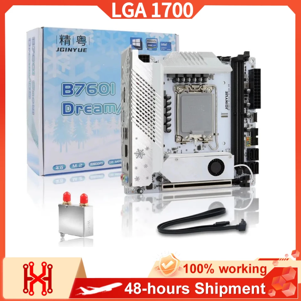 100% 新しい JGINYUE B760i D5 マザーボード ITX LGA 1700 サポート